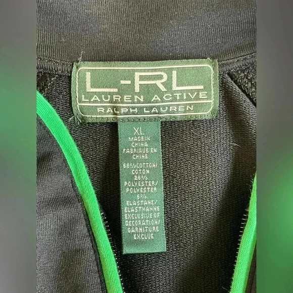 LRL Lauren Ralph Lauren Womens Full Zip Active Fitness Jacket Black Green XL - Picture 4 of 9